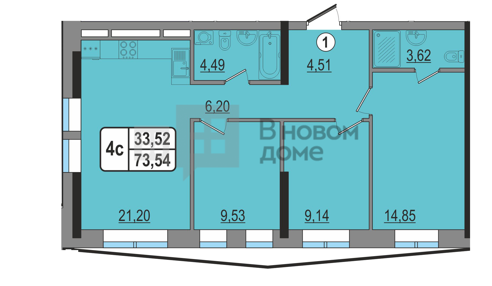 73 50. 4 Комнатная квартира 74 м. Шумайлова 20 план Ижевск
